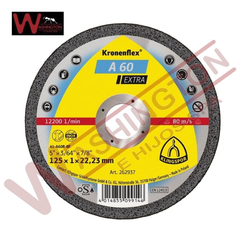 DISCO DE COTE INOX 4.5X1MM KLINGSPOR ABRASIVO